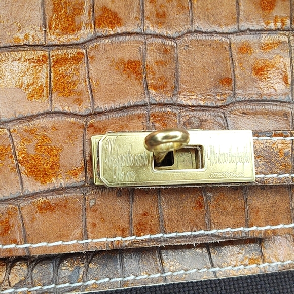 🟧Accessoires De Mademoiselle Cova Leather Croc & Canvas Bag - Picture 13 of 16